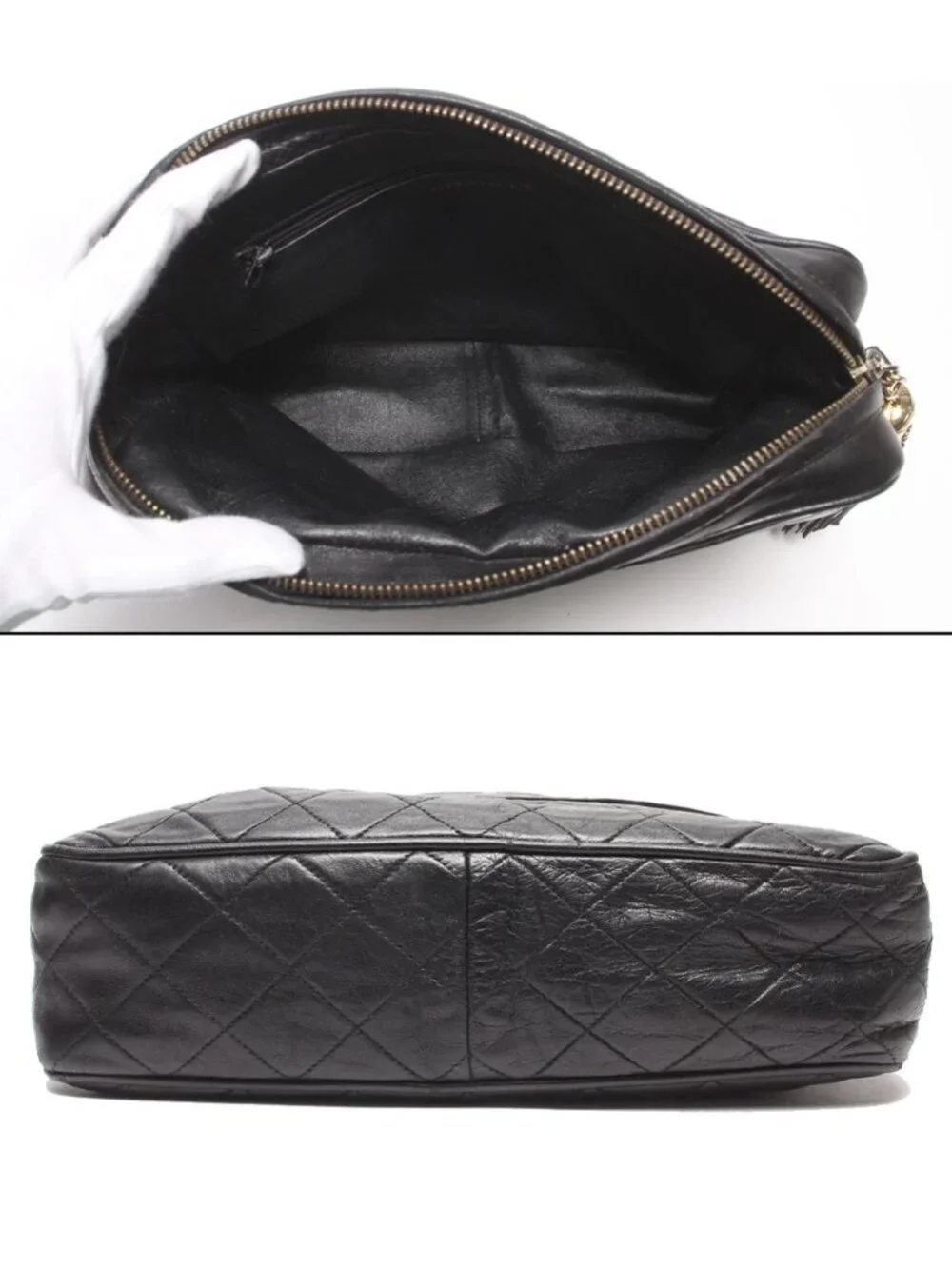 Chanel Chain Shoulder Bag Crossbody Lambskin Gold Quilted